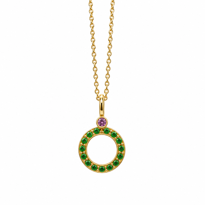 Gemlight Pendant - 18K Gold with Amethyst & Tsavorite by Bed of Stones Jewelry
