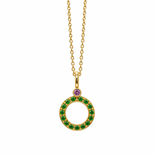 Gemlight Pendant - 18K Gold with Amethyst & Tsavorite by Bed of Stones Jewelry
