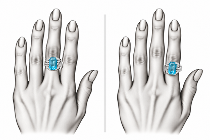 Glacier Glow - Sterling Silver (925) Ring with Apatite by Bed of Stones Jewelry, illustration showing ring placement