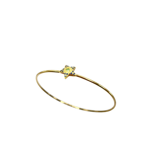 Bracelet, 18k Gold Plated, Blue Sapphire , Tsavorite Ασημένιο Βραχιόλι, Μπλε Ζαφείρι, Τσαβορίτη