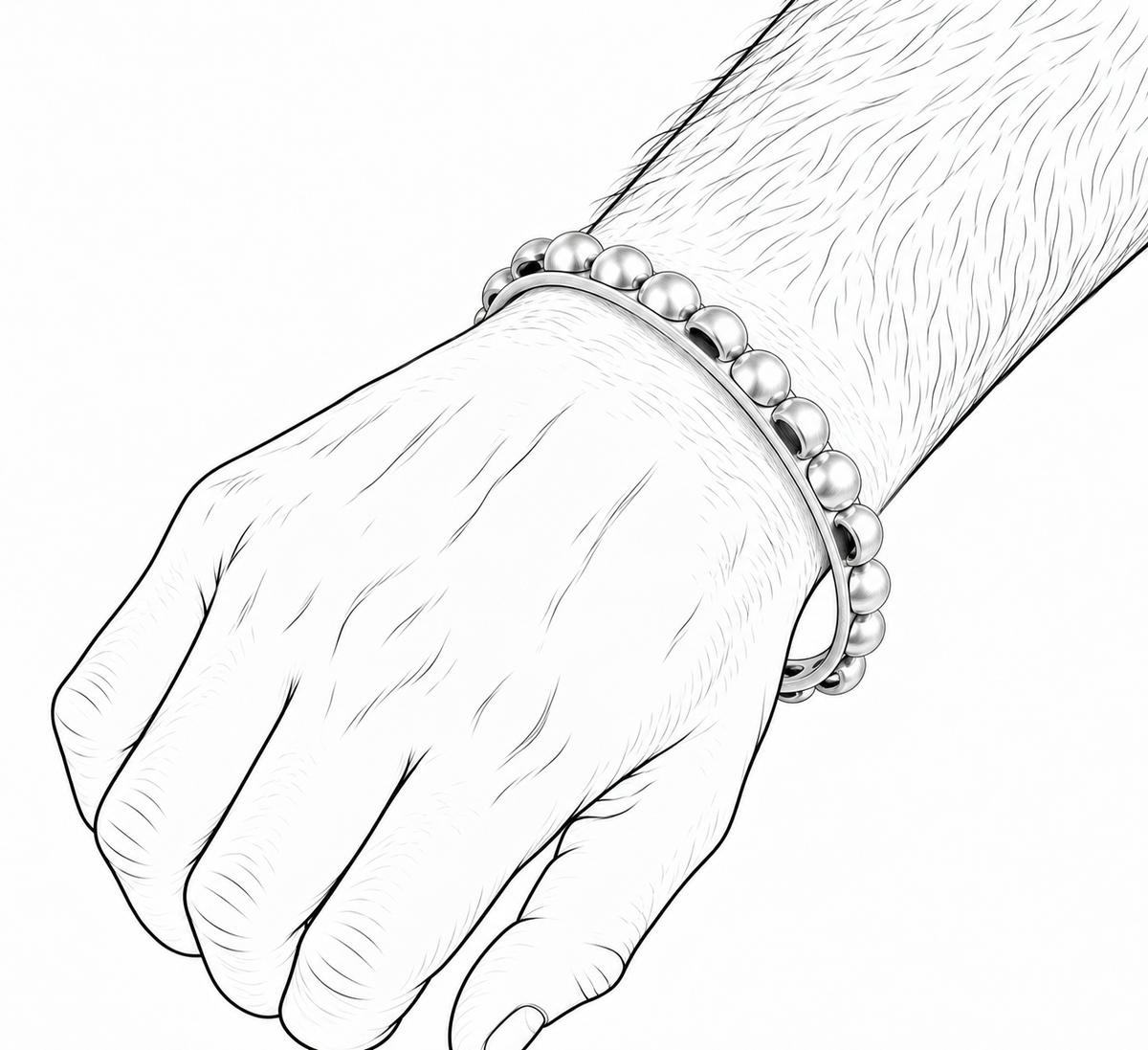 Goal Line - Sterling Silver Cuff Bracelet by Bed of Stones Jewelry, illustration showing wrist placement