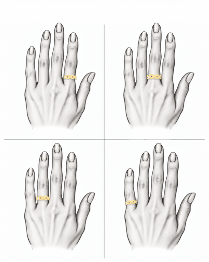 Golden Orchid Band - Sterling Silver & 18K Gold Plated with Amethysts by Bed of Stones Jewelry, illustration showing ring placement