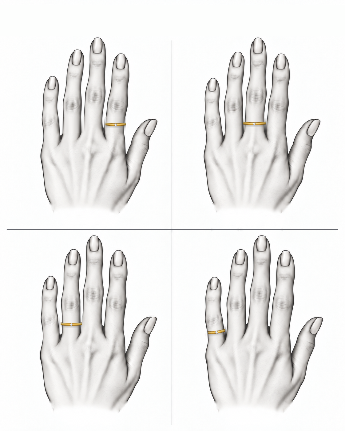 Hidden Spark - 18K Gold Ring with Diamond by Bed of Stones Jewelry, illustration showing ring placement