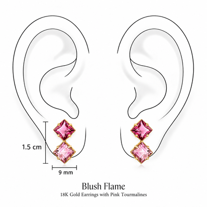 Blush Flame Earrings by Bed of Stones Jewelry, illustration showing ear placement