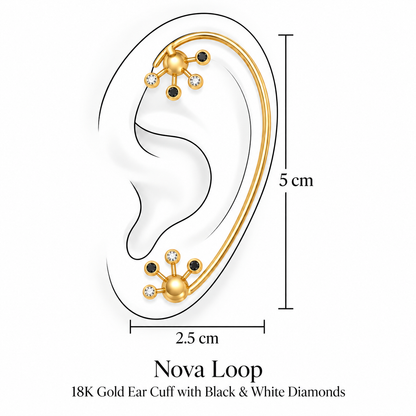 Nova Loop Ear Cuff by Bed of Stones Jewelry, illustration showing ear placement