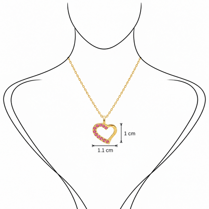 Rosé Heart - 18K Gold Pendant with Pink Sapphire by Bed of Stones Jewelry, illustration showing pendant placement