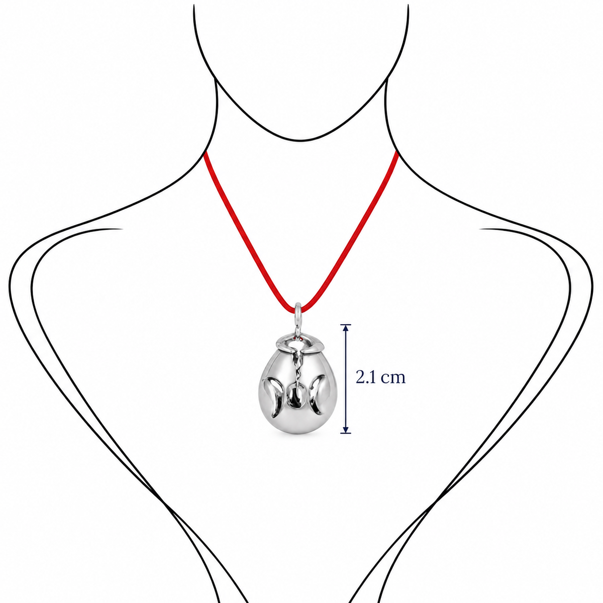 Silver Bow Drop - Baroque Freshwater Pearl Pendant in Sterling Silver (925) by Bed of Stones Jewelry, illustration showing pendant placement
