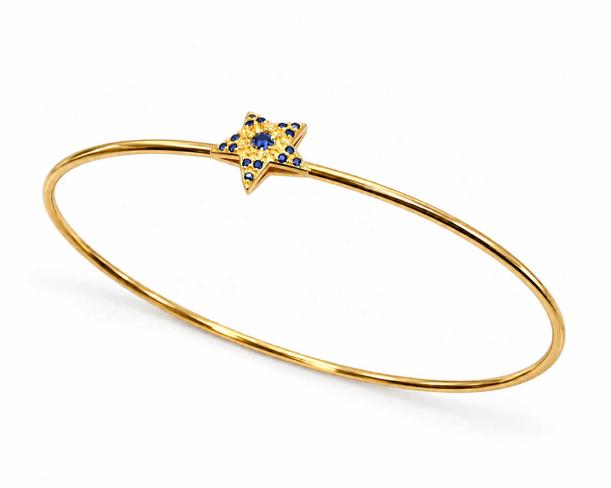 Glitter Dot -Blue - Sterling Silver (925) Bracelet with Blue Sapphire  by Bed of stones jewelry