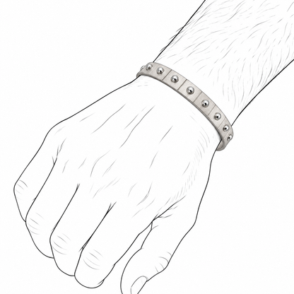 Dome Cuff - Sterling Silver (925) Open Cuff Bracelet for Men by Bed of Stones Jewelry, illustration showing wrist placement
