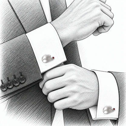 Tulip Curve - Sterling Silver Cufflinks with Tourmaline by Bed of Stones Jewelry, illustration showing cufflink placement