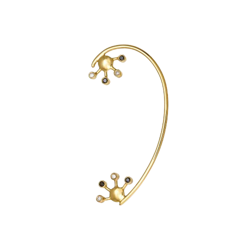 Earcuff in 18k y. gold ,w.diamonds 0.048ct & 0.048 b.diamonds Σκουλαρικh  σε χρυσό 18k λ.μπριαν , 0.048κ &; 0.048κ  μ.μπριαν.