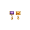 Sunset Duet - 18K Gold Earrings with Amethyst & Citrine