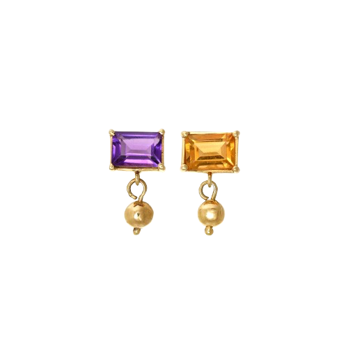 Εarrings in 18k y.gold ,amethyst & cetrin Σκουλαρικια 18κ κ.χρυσο ,αμεθυστο & σετριν