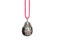 Ladybird Drop Pendant – Sterling Silver , Black Diamond & Pink Sapphire on Freshwater Pearl