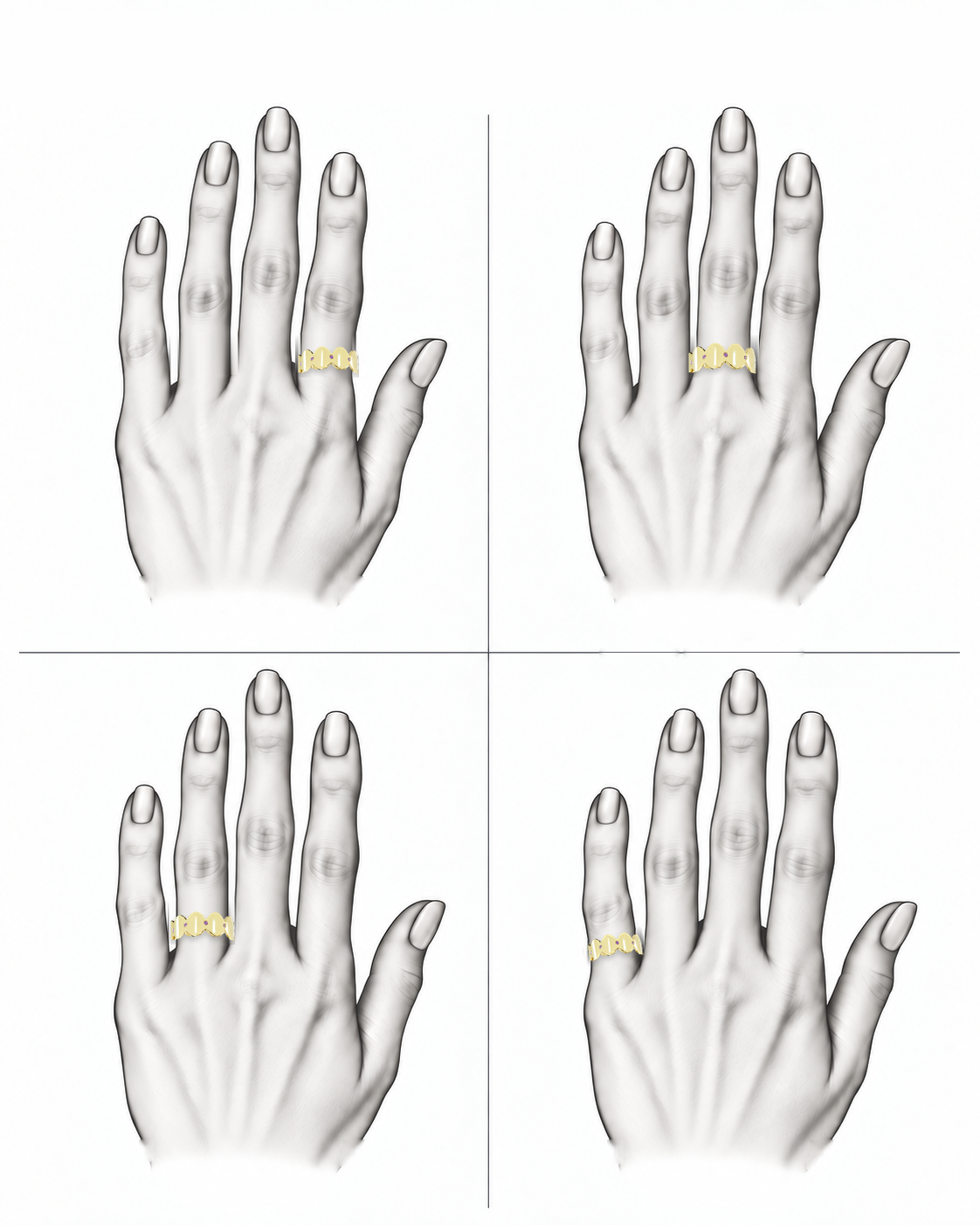 Lavender Echo Band - Sterling Silver & 18K Gold Plated with Amethysts by Bed of Stones Jewelry, illustration showing ring placement