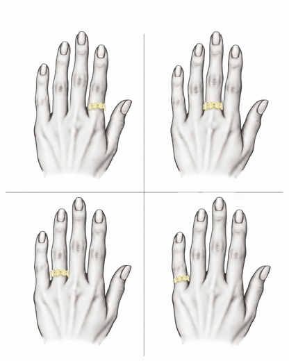 Lavender Echo Band - Sterling Silver & 18K Gold Plated with Amethysts by Bed of Stones Jewelry, illustration showing ring placement