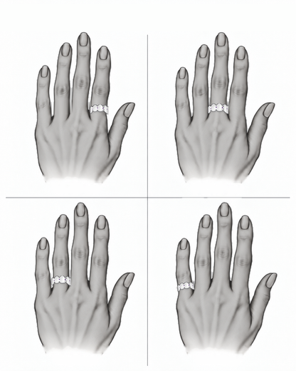 Lavender Echo Band - Sterling Silver & Platinum Plated with Amethysts by Bed of Stones Jewelry, illustration showing ring placement
