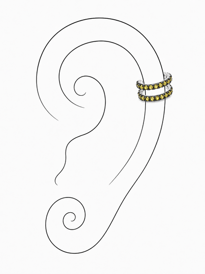 Lemon Light Sterling Silver Ear Cuff by Bed of Stones Jewelry, illustration showing ear placement
