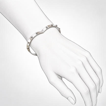 Metal Amour - Sterling Silver Bracelet by Bed of Stones Jewelry, illustration showing wrist placement