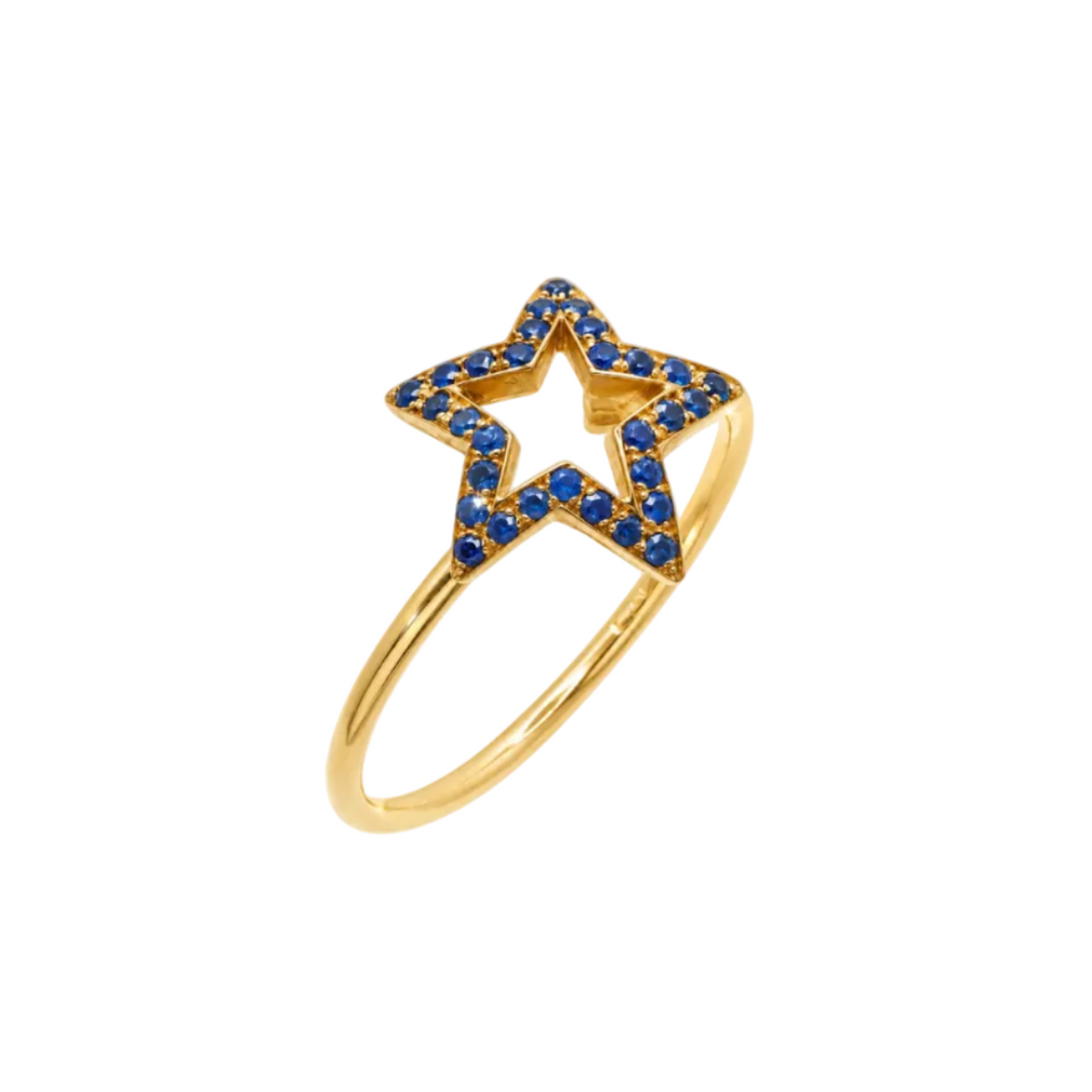 Midnight Spark - 18K Gold Ring with Blue Sapphires by Bed of Stones Jewelry