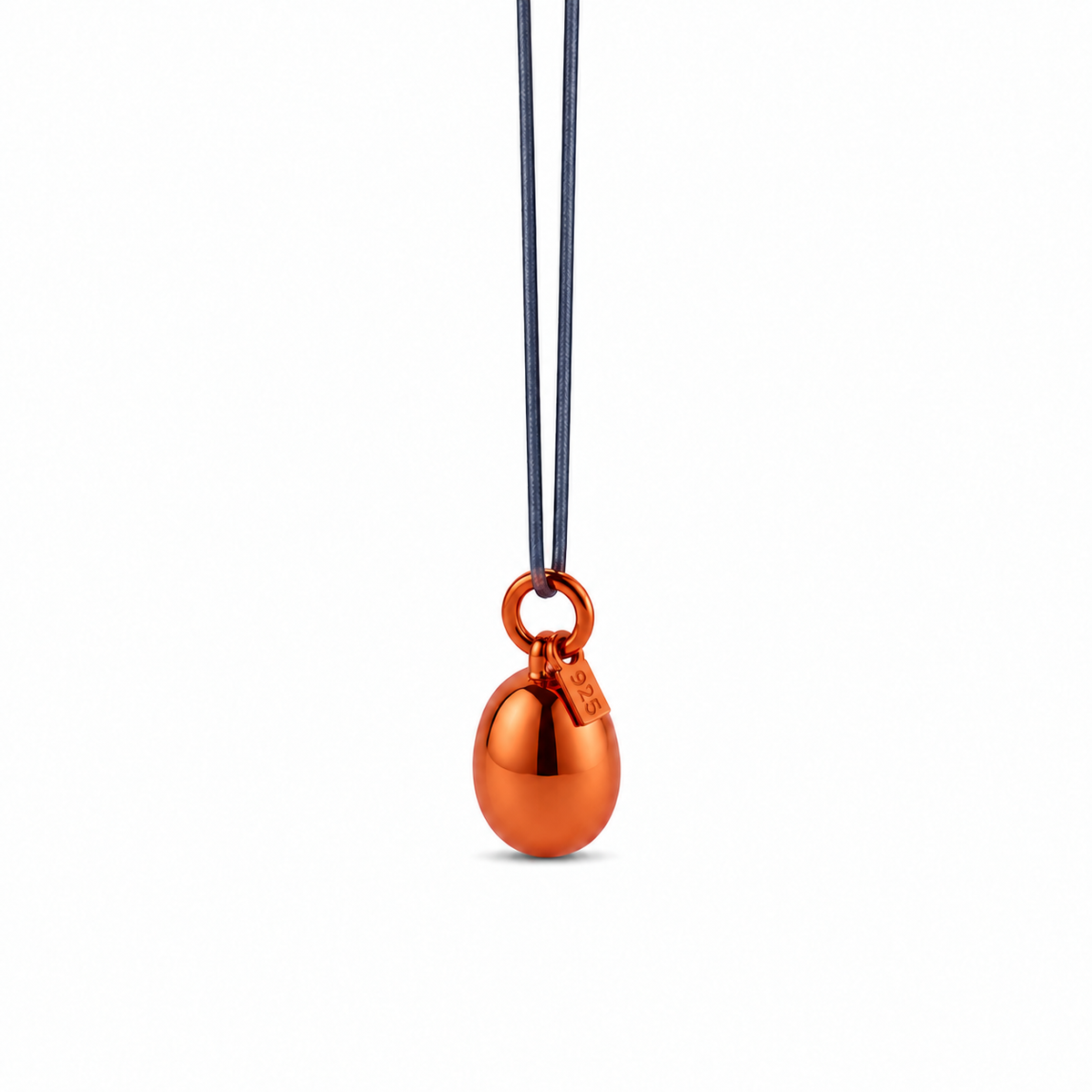 Minimalist Orange Metallic Pendant - Sterling Silver with Orange Lacquer by Bed of Stones Jewelry