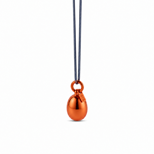 Minimalist Orange Metallic Pendant - Sterling Silver with Orange Lacquer by Bed of Stones Jewelry