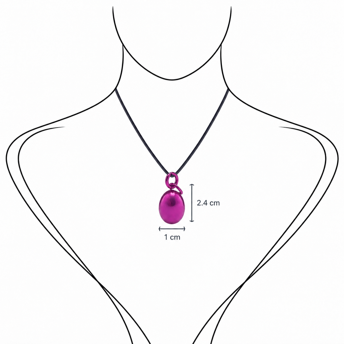Minimalist Fuchsia Metallic Pendant - Sterling Silver with Fuchsia Lacquer by Bed of Stones Jewelry, illustration showing pendant placement