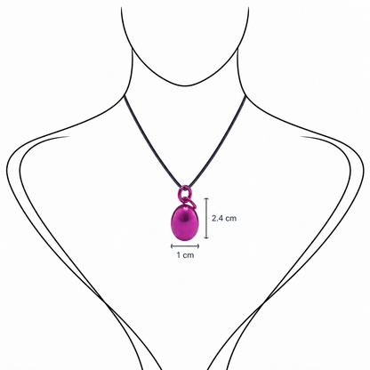 Minimalist Fuchsia Metallic Pendant - Sterling Silver with Fuchsia Lacquer by Bed of Stones Jewelry, illustration showing pendant placement