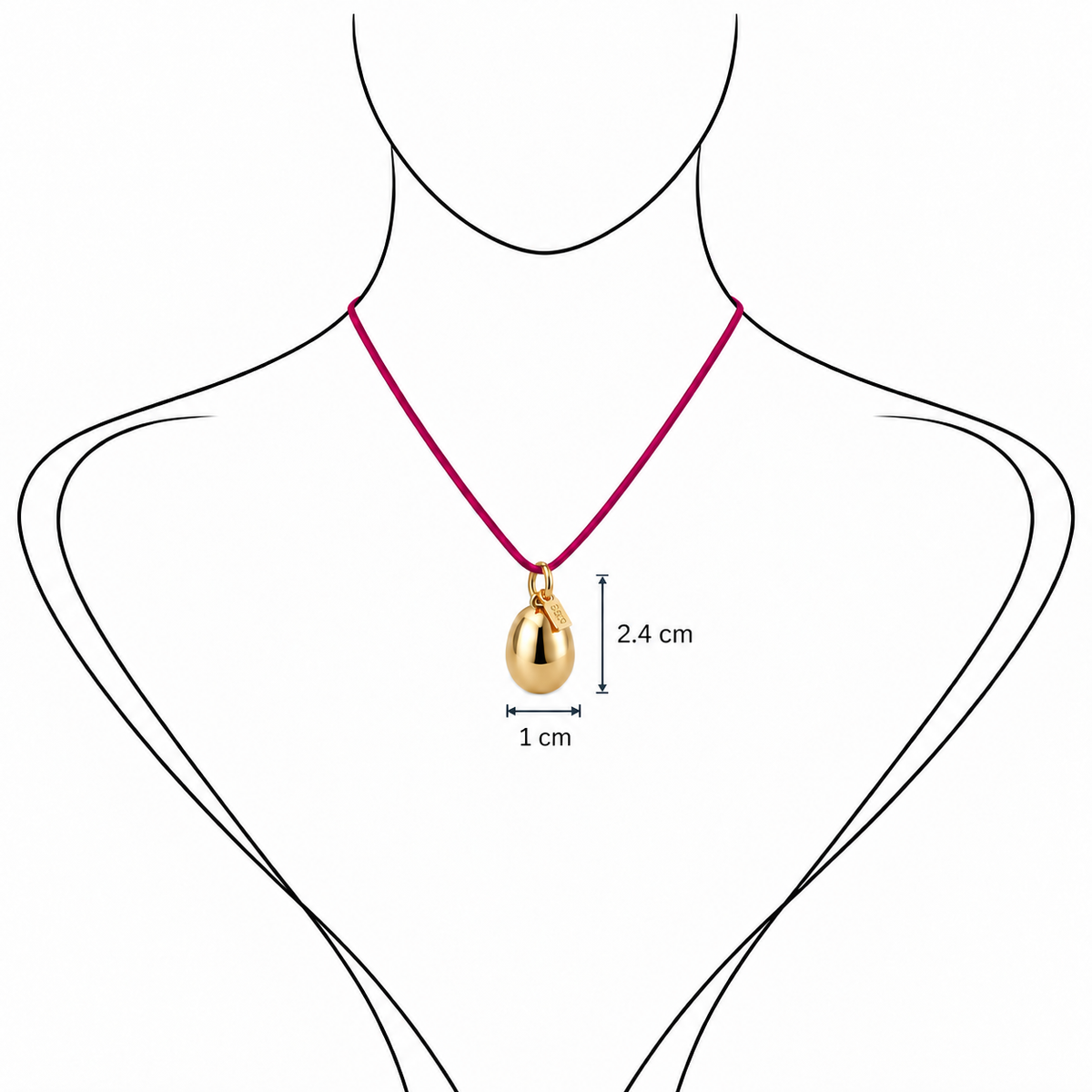 Minimalist Gold Metallic Pendant - Sterling Silver with Golden Lacquer by Bed of Stones Jewelry, illustration showing pendant placement