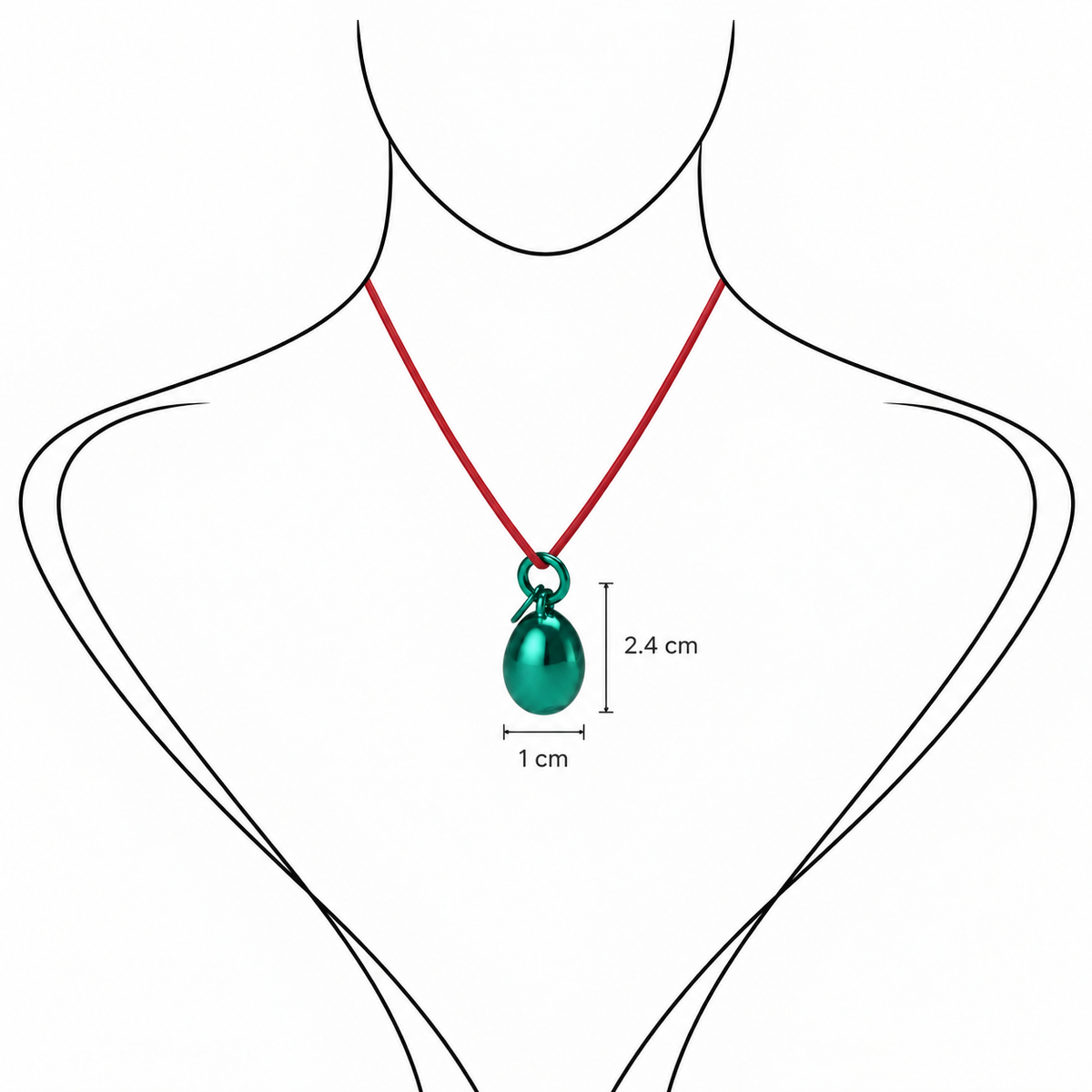Minimalist Green Metallic Pendant - Sterling Silver with Green Lacquer by Bed of Stones Jewelry, illustration showing pendant placement