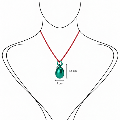 Minimalist Green Metallic Pendant - Sterling Silver with Green Lacquer by Bed of Stones Jewelry, illustration showing pendant placement