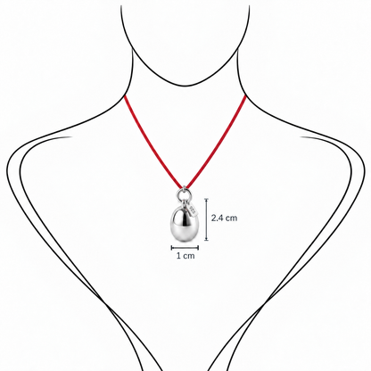 Minimalist Silver Metallic Pendant - Sterling Silver with Silver Lacquer by Bed of Stones Jewelry, illustration showing pendant placement