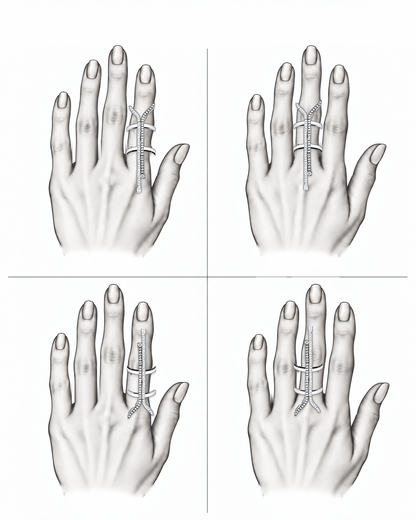 Monochrome Flow Ring - 18K White Gold with White Diamonds by Bed of Stones Jewelry, illustration showing ring placement