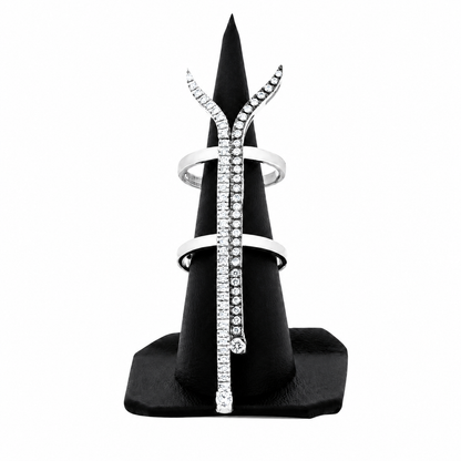  Monochrome Flow Ring - 18K White Gold with White Diamonds by Bed of Stones Jewelry