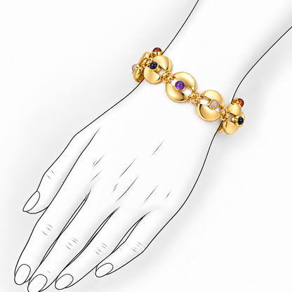 Mushroom Muse - Sterling Silver Bracelet with Semiprecious Stones by Bed of Stones Jewelry, illustration showing wrist placement