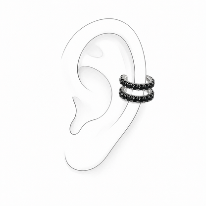 Noir Pulse Sterling Silver Ear Cuff by Bed of Stones Jewelry, illustration showing ear placement