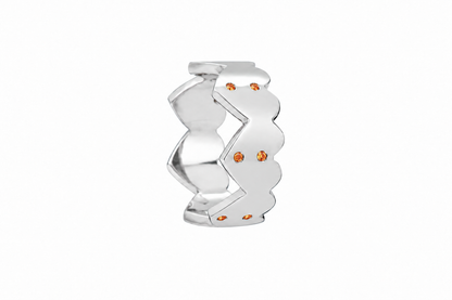 Orange Echo Heart Band - Sterling Silver with Orange Sapphires by Bed of Stones Jewelry