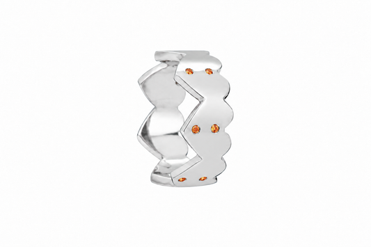 Orange Echo Heart Band - Sterling Silver with Orange Sapphires by Bed of Stones Jewelry