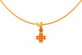 Pavé Gem Cross - 18K Gold Cross Pendant with Orange Sapphire