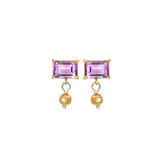 Εarrings in 18k y.gold ,amethyst  Σκουλαρικια 18κ κ.χρυσο ,αμεθυστο