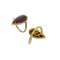 Crimson Almond - 18K Gold Ring with Indian Ruby