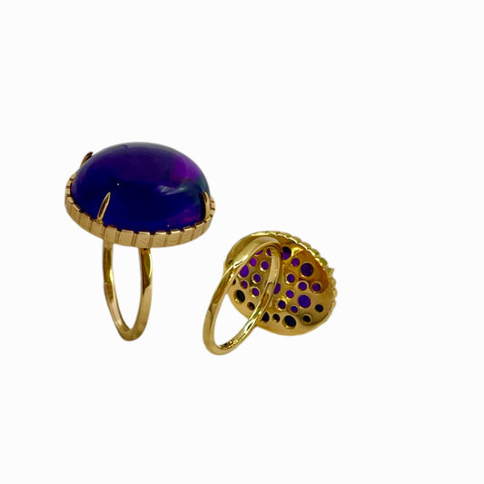 Ring in18k Yellow Gold with Amethyst  Δαχτυλιδι 18κ Κιτρινο Χρυσο με Αμεθυστος