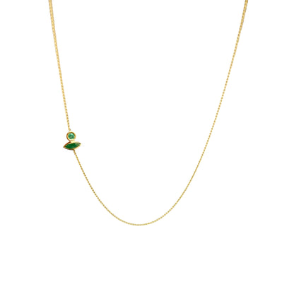 Stardust Chain - 18K Gold Cable Chain with Round & Navette Emeralds by Bed of Stones Jewelry
