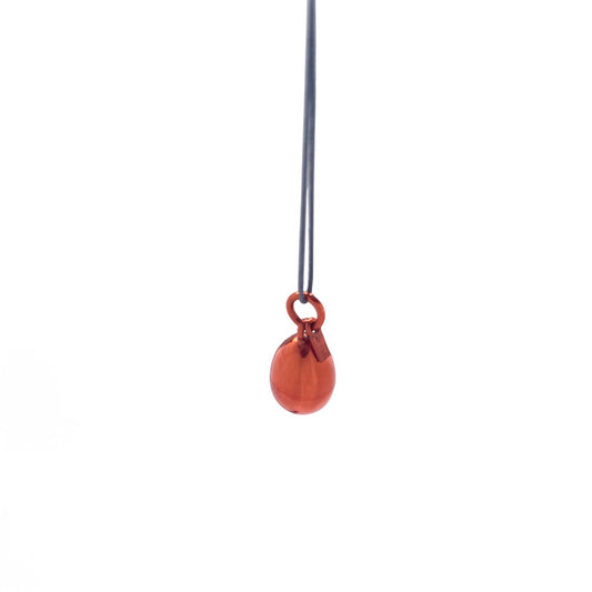 Minimalist orange metallic  pendant on cord  Ελάχιστο πορτοκαλί μεταλλικό κρεμαστό κόσμημα σε κορδόνι