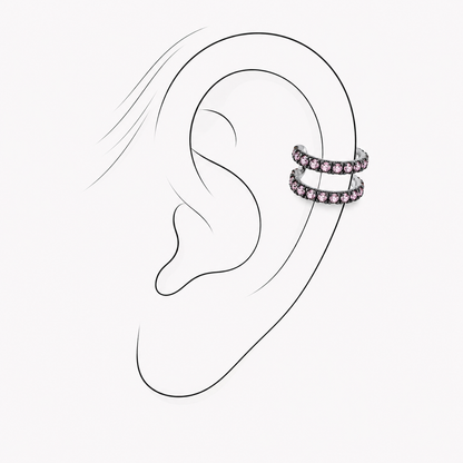 Pink Pulse Sterling Silver Ear Cuff by Bed of Stones Jewelry, illustration showing ear placement