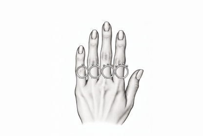 Pompon Parade - Sterling Silver 925 Connected Rings by Bed of Stones Jewelry, illustration showing ring placement