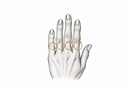 Pompon Parade - Sterling Silver 925 Connected Rings (Gold Plated) by Bed of Stones Jewelry, illustration showing ring placement