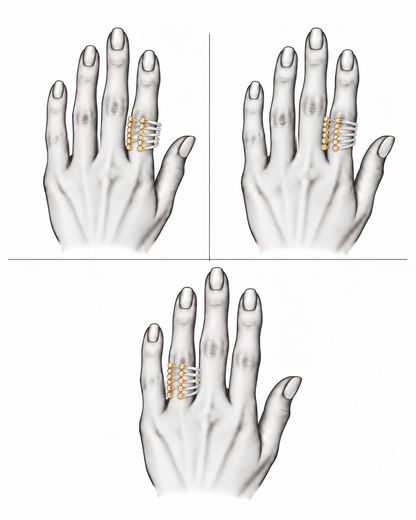 Prismatic Line Gold Sphere - Two-Tone Ring by Bed of Stones Jewelry, illustration showing ring placement
