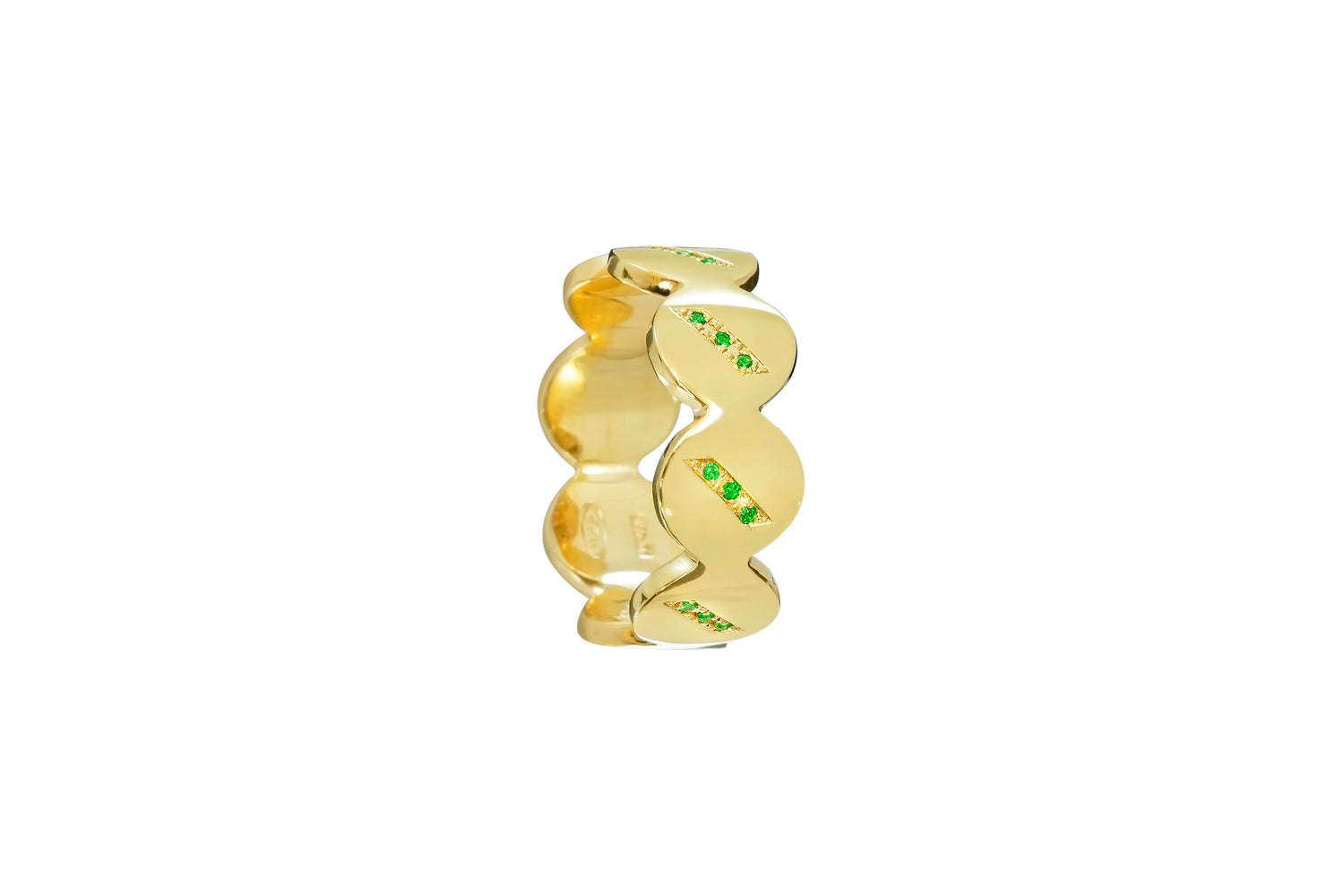 Tsavorite Flow - Sterling Silver Ring with Tsavorites by Bed of Stones Jewelry
