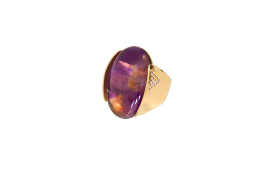 Ring in Gold plated Silver 925 with 71.72ct Ametrine,0.15ct Amethyst & 0.15 Yellow Sapphire